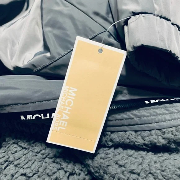 NWT - Michael Kors Gun Metal Faux Shearling Lined Jacket S MSRP: $185 - Picture 4 of 6